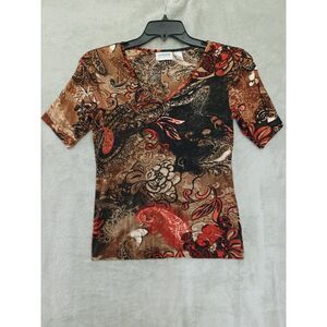 Chicos Travelers Top Sm Arsty Y2K 90s Indie Boho Fairy Vneck Liquid Knit Slinky